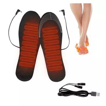 Стельки для носков с подогревом, теплые подушечки для ног, моющаяся обувь с электрическим подогревом через USB S35-40 чёрный