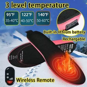 Стельки для обуви с подогревом через USB, дистанционное управление, 4,2 В, 2100 мАч, стельки с подогревом, перезаряжаемые стельки с электрическим подогревом, теплый коврик для носков 41-45