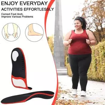 Стельки для подошвенного фасциита для мужчин и женщин, сверхмощная поддержка, высокая арка, плоскостопие, облегчение боли, ортопедические стельки, 220+ фунтов, дышащие, ударопрочные S красный
