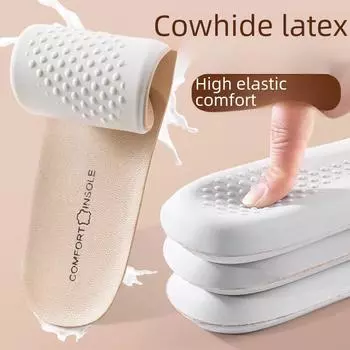 Стельки из латексной коровьей кожи для женщин и стельки из мягкой кожи для мужчин. Поглощение пота и ударных нагрузок для длительного комфорта во время занятий спортом и стояния. 35-36 покинуть белый