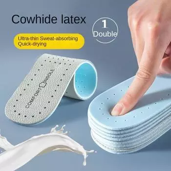 Стельки из латексной воловьей кожи для амортизации, дышащие летние виды спорта, тонкая кожа, супер мягкие 35-36 чёрный