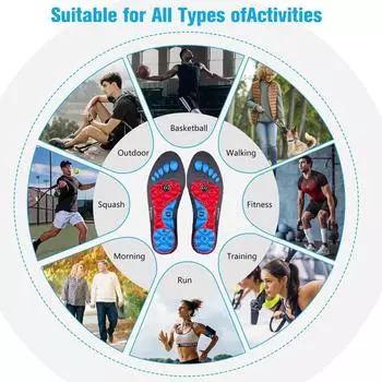 Стельки магнитной терапии Стельки акупрессуры Массаж стопы из ЭВА Ортопедические стельки для похудения и поддержки свода стопы Спортивные стельки унисекс S(35-39)
