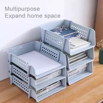 Стеллаж для файлов, штабелируемый, ламинированный, пластиковый, для хранения документов, дома, в ванной, для офиса, для рабочего стола, для отделки, для общежития, книжная полка, стол