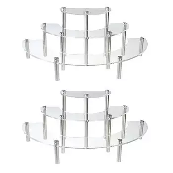 Стеллаж для фигурок Famimueno, прозрачная акриловая полка, сценическая выставочная лестница, набор из 3 предметов (Чистый, Уровни, 2)