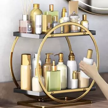 Стеллаж для хранения, 2-х уровневый, большой емкости, простая сборка, держатель для хранения лака для ногтей, помады, органайзер для косметики на столешницу в ванной комнате