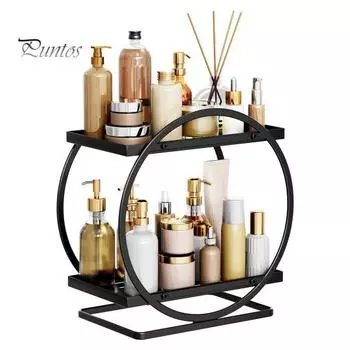 Стеллаж для хранения, 2-х уровневый, большой емкости, простая сборка, держатель для хранения лака для ногтей, помады, органайзер для косметики на столешницу в ванной комнате чёрный