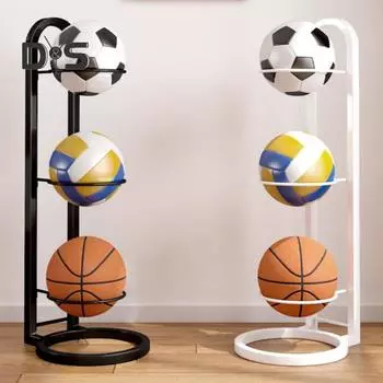 Стеллаж для хранения баскетбольных мячей, вертикальная подставка для мячей, держатель для хранения мячей, органайзер, компактная витрина для волейбола, футбола, футбола Dual Layer белый