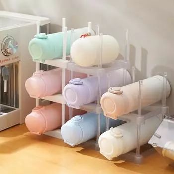 Стеллаж для хранения чашек-термосов, многослойная полка для общежития, можно накладывать друг на друга, стеллаж для хранения чашек с водой, бытовой шкаф, стеллаж для красного вина, стеллаж для хранения 11*12.5*10.5cm белый