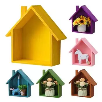 Стеллаж для хранения, деревянное украшение для дома, гладкий край, без заусенцев, простая установка, декоративная полка для небольшого дома, настенный органайзер коричневый