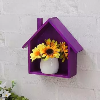 Стеллаж для хранения, деревянное украшение для дома, гладкий край, без заусенцев, простая установка, декоративная полка для небольшого дома, настенный органайзер фиолетовый