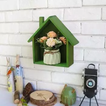 Стеллаж для хранения Деревянный дом Украшение Гладкий край Без заусенцев Простая установка Декоративный маленький дом фиолетовый