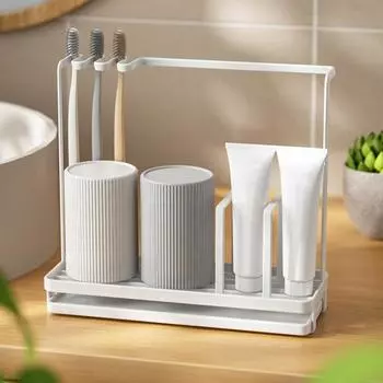 Стеллаж для хранения, держатель для губки, прочная конструкция, прочная несущая способность, кухонный, спальный, дозатор для мыла со съемным подносом белый