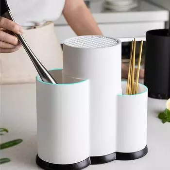 Стеллаж для хранения Держатель ножа Бытовая кухонная утварь Ножи и посуда Стеллаж для хранения Кухонный встроенный держатель ножа Комбинация цилиндров 1pcs белый