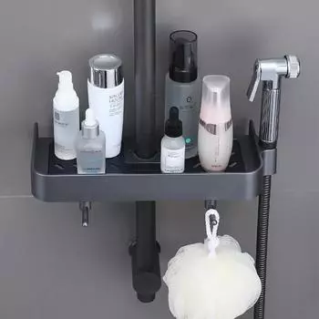 Стеллаж для хранения душевой стойки Бытовая ванная подъемная скоба Непробиваемый унитаз душевая штанга Поддон для хранения Аксессуары для ванной комнаты белый