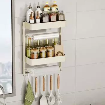 Стеллаж для хранения холодильника Большая вместимость Прочная несущая антикоррозийная многослойная полка Легкая Single Layer чёрный