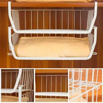 Стеллаж для хранения Компактная простая установка Прочный Отличный под шкаф для подвешивания в общежитии чёрный