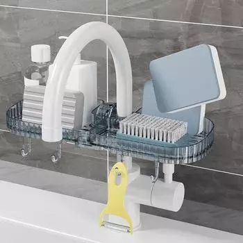 Стеллаж для хранения кранов для кухонной раковины, губки, щетки, слива, однослойная тряпка, стеллаж для хранения сантехники 30cm*11cm*6.8cm зелёный