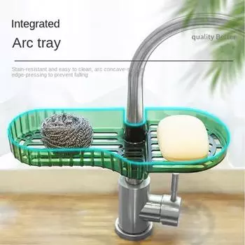 Стеллаж для хранения кранов, вращающаяся кухонная ткань, губка для вытирания и слива, для мытья посуды, для хранения в раковине, подарок для дома, твердый зелёный