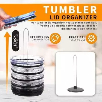 Стеллаж для хранения крышек чашек, вертикальный органайзер для крышек чашек, компактный держатель крышки для кухонных шкафов, столешниц чёрный