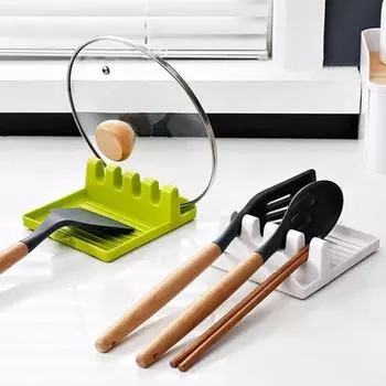 Стеллаж для хранения крышки кастрюли, противоскользящий многофункциональный держатель для ложки, шпателя, столешница, стеллаж для организации домашней кухни серый