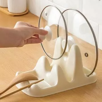 Стеллаж для хранения крышки кастрюли со стабильным основанием U-образный слот Универсальная столешница Ложка Вилка Лопатка Полка Кухонный держатель для хранения