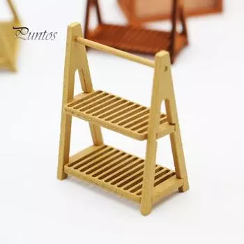 Стеллаж для хранения кукольного домика, двухслойная миниатюрная полка для хлеба, изысканная стойка для организации кукольного домика, аксессуары для кукольного домика кофейный