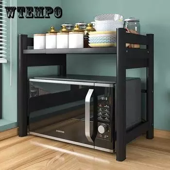 Стеллаж для хранения микроволновой печи, кухонная полка для хранения, держатель, стеллаж для духовки, бытовая полка, стеллаж для кухни, органайзер для специй, стеллажи для кастрюль 53*43*48cm чёрный