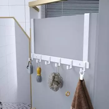 Стеллаж для хранения над дверью с 6 крючками, прочный, нержавеющий, компактный органайзер, вешалка для пальто, вешалка для полотенец, товары для дома чёрный