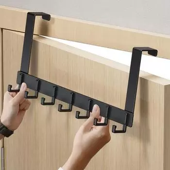 Стеллаж для хранения над дверью с 6 крючками, прочный, нержавеющий, компактный органайзер, вешалка для пальто, вешалка для полотенец, товары для дома