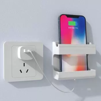 Стеллаж для хранения, настенная самоклеящаяся стойка, пульт дистанционного управления для телевизора и кондиционера, настенная коробка, настенный ящик для хранения белый