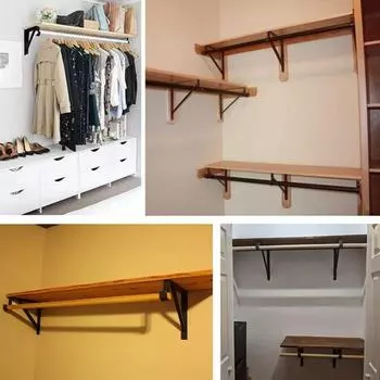 Стеллаж для хранения, настенное хранилище, изгиб 90 градусов, треугольный дизайн, устойчивость, кронштейны для штанги, прочный держатель белый