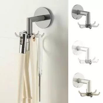 Стеллаж для хранения, несколько крючков, поворотный настенный, противоударный, противоскользящий, выдерживает большую нагрузку, подвесной держатель для кухонной утвари, ложка, половник, органайзер для полотенец серый
