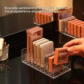 Стеллаж для хранения палитры теней для век, прозрачный, с несколькими отделениями, толстый, большой вместимости, нескользящий, для ванной комнаты, общежития, настольная косметика прозрачный