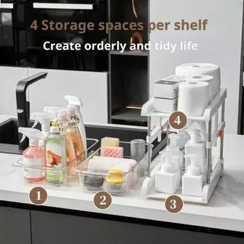 Стеллаж для хранения под раковиной, регулируемая высота, органайзер для хранения с выдвижным ящиком