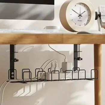 Стеллаж для хранения под столом, металлический лоток для прокладки кабелей, органайзер для домашнего офиса, проволочный органайзер без перфорации, кухонные аксессуары для хранения чёрный