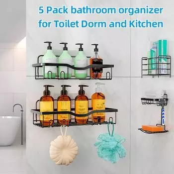 Стеллаж для хранения принадлежностей для душа без отверстий с крючками, органайзер для туалетных принадлежностей, принадлежности для ванной комнаты Soap Holder