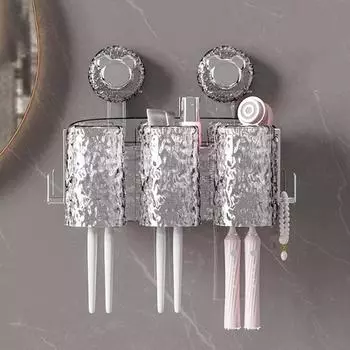 Стеллаж для хранения принадлежностей для ванной комнаты на 2/3 чашки, настенный, без маркировки, без перфорации, держатель для зубных щеток с тремя присосками