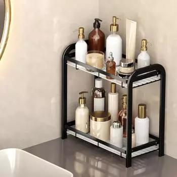 Стеллаж для хранения приправ на кухне, стеллаж для хранения приправ на столешнице, многослойная стеллаж для хранения в ванной комнате чёрный