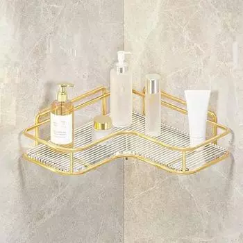 Стеллаж для хранения, прочный, удобный, компактный, угловой органайзер для ванной комнаты, полка-органайзер для дома, кухни, туалета золотистый