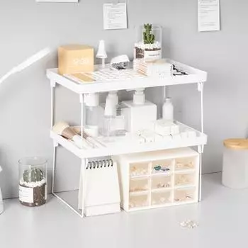 Стеллаж для хранения противоударный компактный пластиковый однослойный настольный органайзер для общежития L