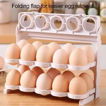 Стеллаж для хранения яиц Yousheng, большая вместимость, складная конструкция, не требует сборки, холодильник, реверсивный, многослойный держатель для яиц белый