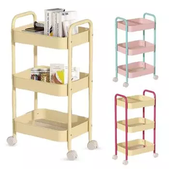 Стеллаж для хранения с колесами, прочная несущая многослойная конструкция, простая установка, устойчивая универсальная тележка для хранения жёлтый