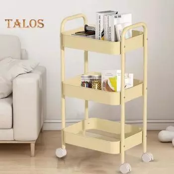 Стеллаж для хранения с колесами, прочная несущая многослойная конструкция, простая установка, устойчивая универсальная тележка для хранения жёлтый