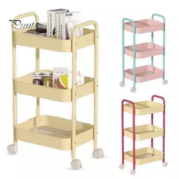 Стеллаж для хранения с колесами, прочная несущая многослойная конструкция, простая установка, устойчивая универсальная тележка для хранения жёлтый