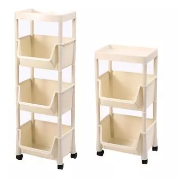 Стеллаж для хранения с крышкой, современный простой стиль, съемная книжная полка для ванной комнаты, бесплатная тележка для хранения, орган Creamy White Three Layers