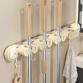 Стеллаж для хранения швабры, метлы, многофункциональный настенный стеллаж с присоской, неперфорированный, для гостиной M