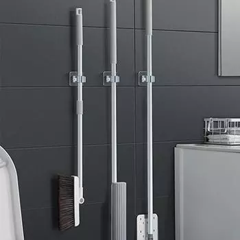 Стеллаж для хранения швабры, подвесная труба для ванной комнаты, бесследный зажим для швабры, вешалка для метлы, настенная водонепроницаемая стойка для швабры