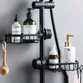 Стеллаж для хранения смесителя для ванной комнаты, держатель для мыла для душа, организация ванной комнаты, полки для душа, аксессуары для ванной комнаты чёрный