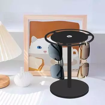 Стеллаж для хранения солнцезащитных очков, вращающийся на 360 градусов, простая сборка, держатель для очков, подставка со стабильным основанием, стеллаж для хранения очков Round чёрный