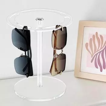 Стеллаж для хранения солнцезащитных очков, вращающийся на 360 градусов, простая сборка, держатель для очков, подставка со стабильным основанием, стеллаж для хранения очков Round чёрный